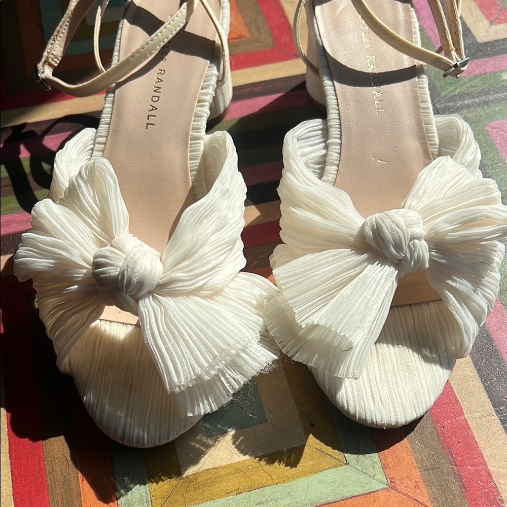 Loeffler Randall Women's White Pleated Bow Heels